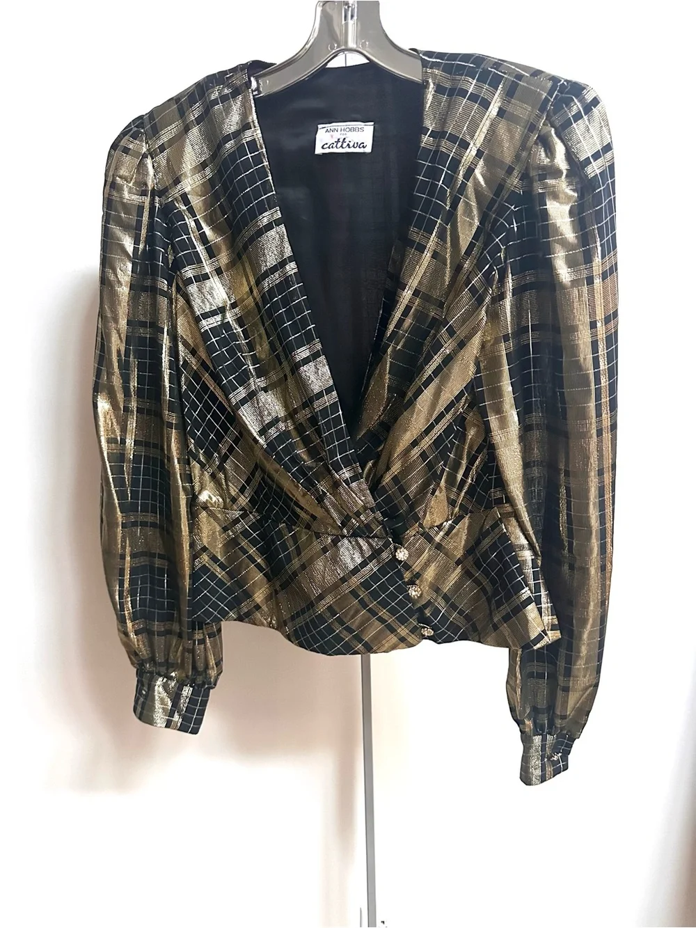 Vintage Metallic peplum Jacket in Black & Gold